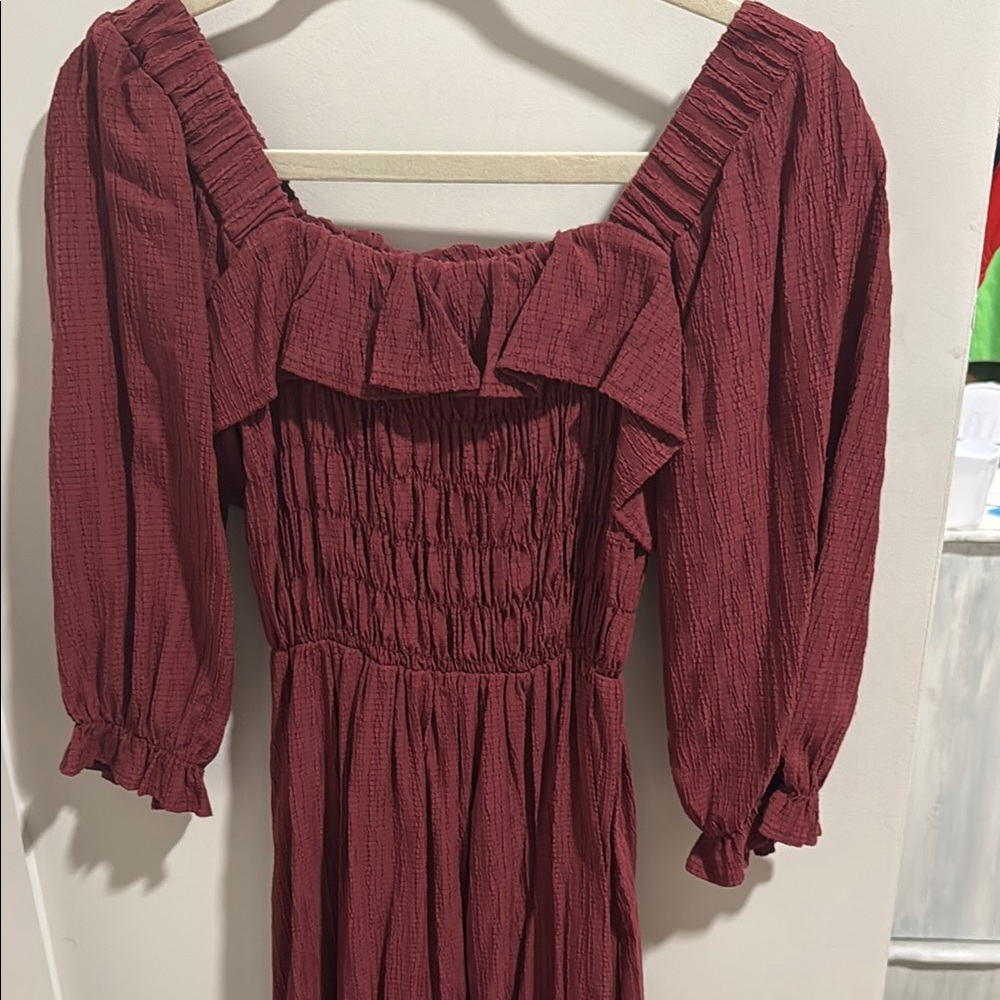 Elegant Burgundy Women's Dress